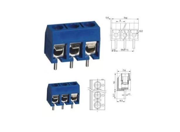 COD-CP100 Kit 5 Unid. Conector Borne Kre Kf301 3p 3 Vias C/ Parafuso Arduino Automação