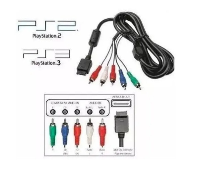 Cabo Video Componente Ps2 Ps3 Ponta Prata Alta Definição