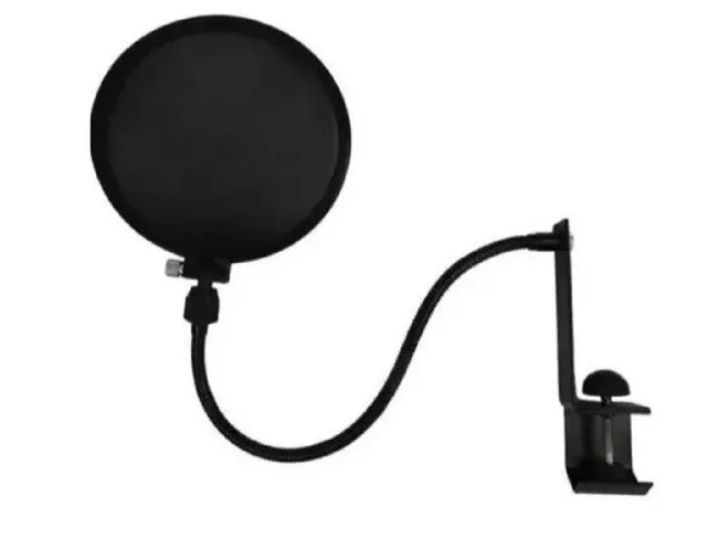 Pop Filtro com tela anti-sopro para microfone, com haste flexível