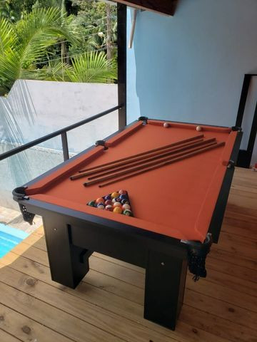 Mesa Charme 2,20 x 1,20 Cor Preta Tecido Laranja Mod. YTYU9574 - Foto 3