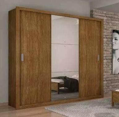 Guarda-Roupa Casal com Espelho Veneza Premium Imbuia Pague na Entrega