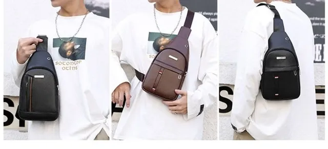 Bolsa de Couro Executiva de Peito/Ombro Negócios Esportiva Passeio