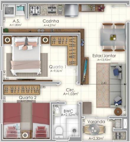 Apartamento à venda, 53 m² por R$ 155.000 - Planta Bairro Weissópolis - Pinhais/PR - Foto 4