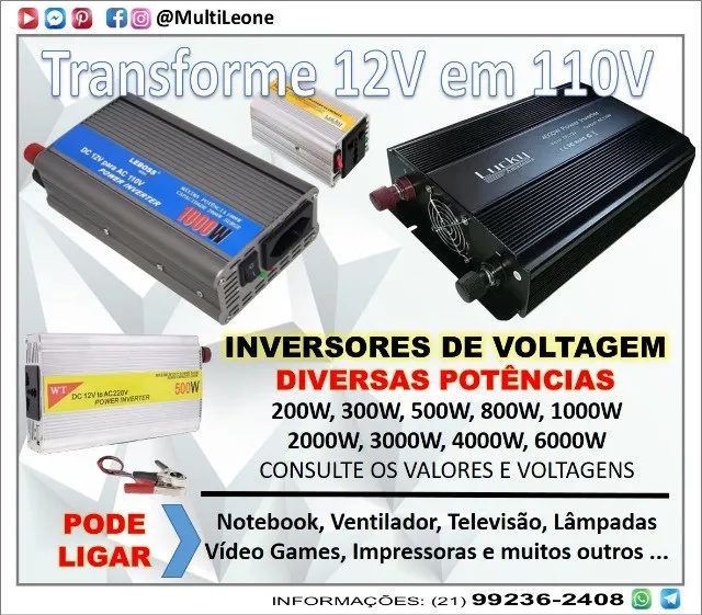 Inversor de Voltagem Conversor de Energia - É Quase um Bombril (1001 utilidades) AN01