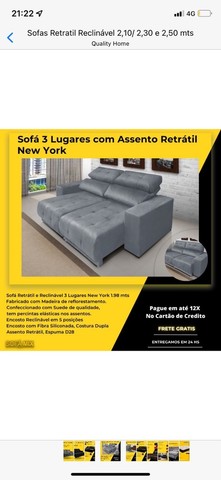 Sofa retratil reclinável new York 2,00 mts 