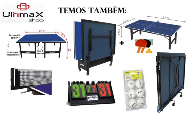 Mesa de ping pong mdp 15mm 1007 klopf c/ rodas, suporte E rede