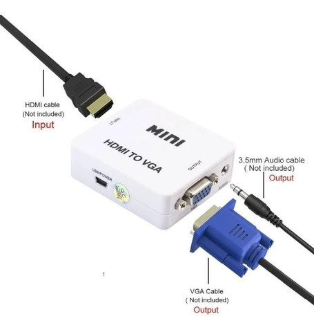 Mini Adaptador Conversor Hdmi P/ Vga Transmite Áudio E Vídeo - Foto 2