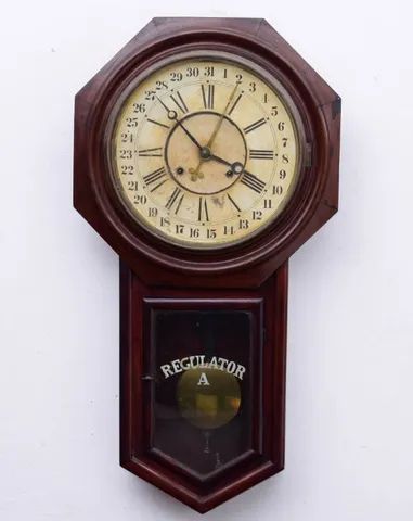 antigo relógio oitavado ansônia regulator, com calendário