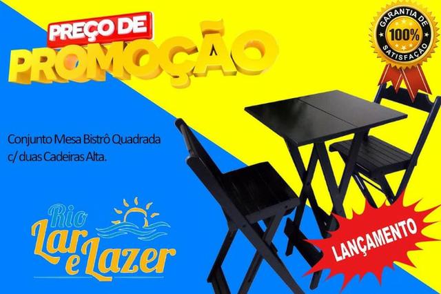 Jogo De Mesa Quadrada Com 2 Cadeiras Bistrô Dobráveis Madeira