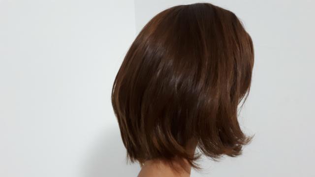 Peruca de cabelo natural - castanho - Foto 4