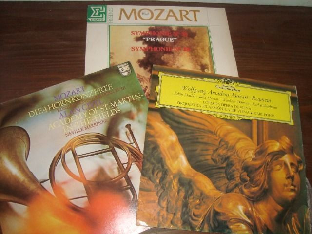 Mozart, Lote 3 Lps, Requiem, Die 4 Hornkonzerte, Prague, Deutsche, Philips, Erato