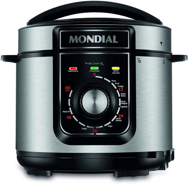 Panela Elétrica Pressão 5L Master Cooker Mondial Inox/Preto