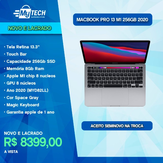 MacBook Pro M1 13 256 GB Ssd Gray (Novo e Lacrado)