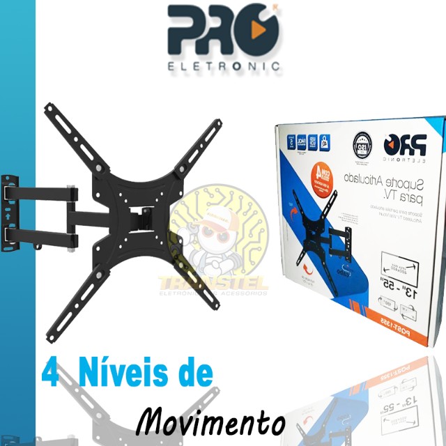 Suporte Articulado Proeletronic PQST-1355 4 Níveis Reforçado para Tv De 13 a 55 Polegadas - Foto 2