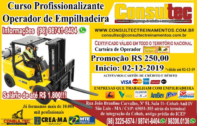 Operador de empillhadeira Curso Profissionalizante Inicio 02-12-2019