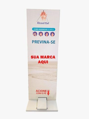 Totem em Aço com Dispenser para Álcool em Gel 100 x 33 cm