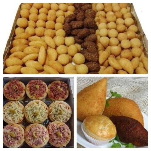 Salgados de festa fritos e assados,salgados grandes para lanchonete,pizzas e mini pizzas