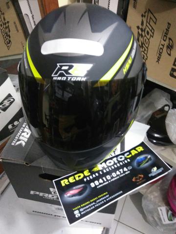 Capacete R8 amarelo com viseira fumê ?? - Foto 3