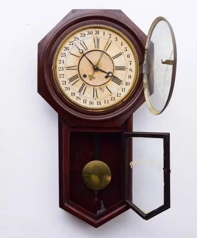 antigo relógio oitavado ansônia regulator, com calendário - Foto 3