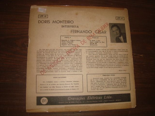 Dóris Monteiro, Confidências, Fernando Cesar, Vinil 10 pol 33 rpm, usado excelente - Foto 2