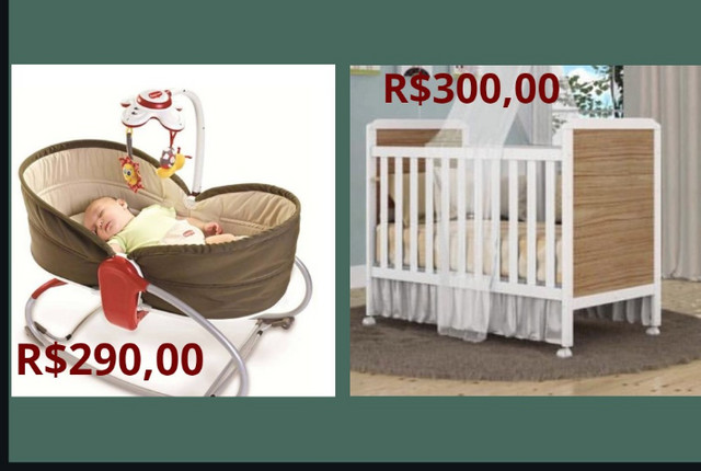 Berço MDF, cadeira Tiny love, bomba elétrica e banheira luxo