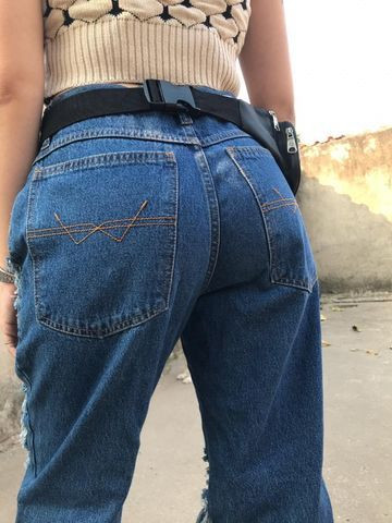 Calça jeans 100% algodão mom jeans vintage