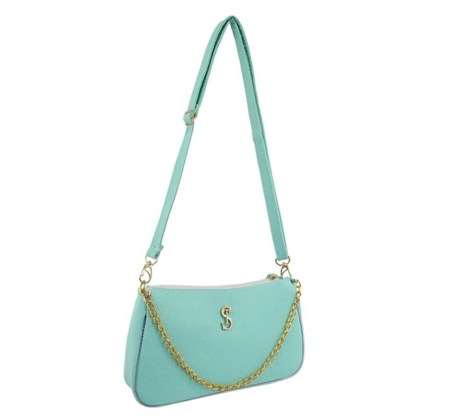 Bolsa Tiracolo Com Alça Corrente Cor Verde<br> - Foto 2