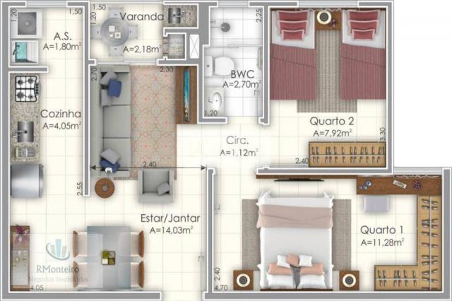 Apartamento à venda, 53 m² por R$ 155.000 - Planta Bairro Weissópolis - Pinhais/PR - Foto 3