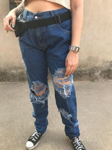 Calça jeans 100% algodão mom jeans vintage - Foto 2