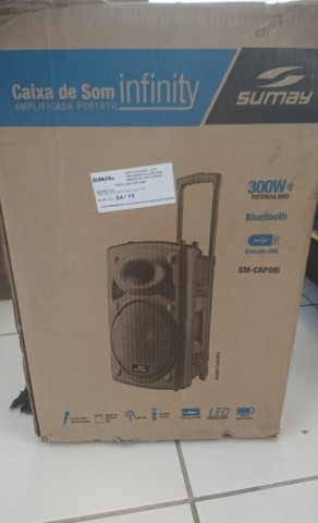 Caixa de Som 300w RMS Infinity Sumay com Bateria Viciada com Microfone sem Fio - Foto 2