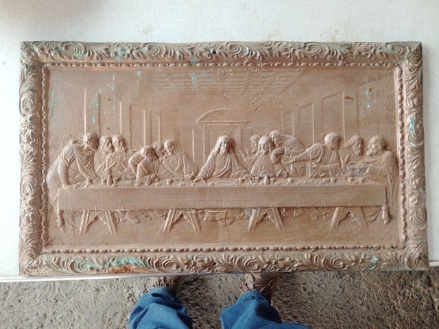 Quadro em cobre santa ceia 55x32