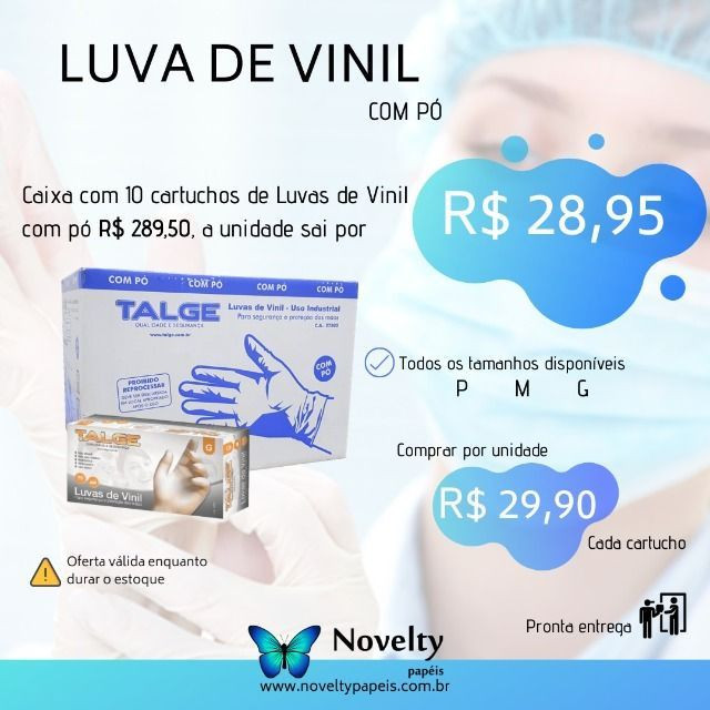 Luvas Vinil P, M e G com pó