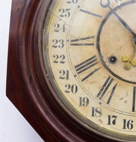antigo relógio oitavado ansônia regulator, com calendário - Foto 5