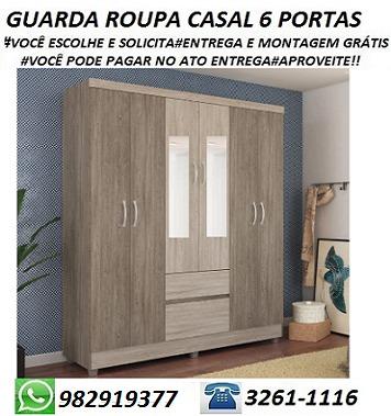 Solicite e Receba No Mesmo Dia!!Guarda Roupa 6 Portas Com Espelho Novo com Otimo Preço