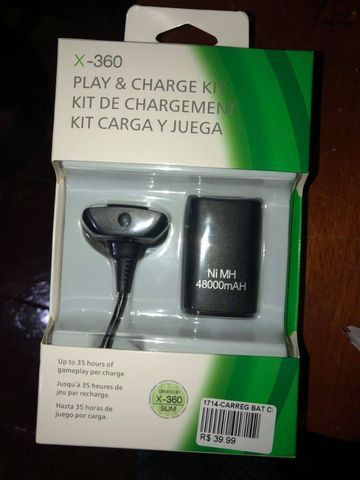 Kit Cabo e Bateria recarregável para controle de Xbox 360 - Foto 2