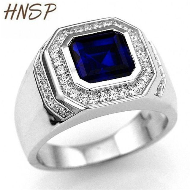 Anéis Hnsp moda azul pedra cristal masculino tam 20-21