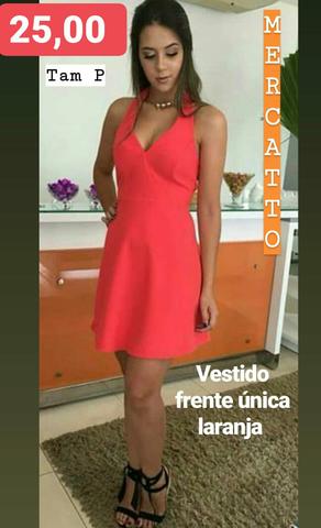 1 Vestido frente única marca MERCATTO tam P original cor laranja