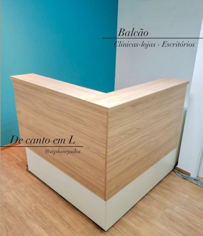Balcão para Recepção L Branco ou Amadeirado