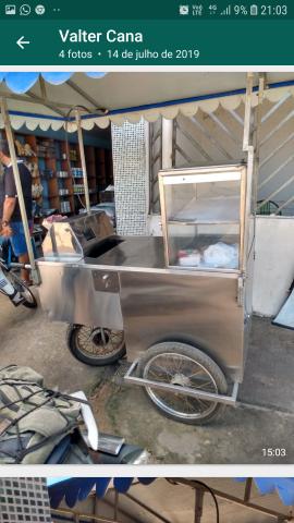 Carrinho de caldo de cana completo com maqna e estufa tudo em inox