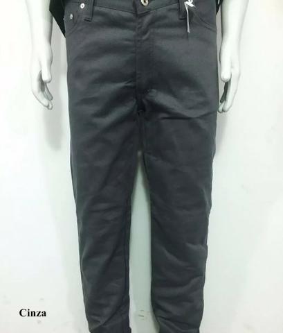 Calça Brim Sarja Masculina Tradicional Barra Reta Atacado Fabrica Goiânia - Foto 4