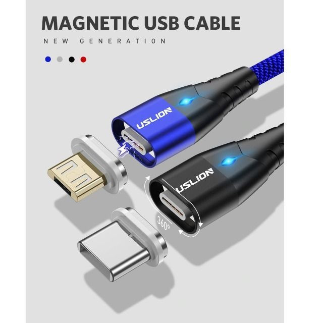 Cabo Magnético Imã Dados Carregador com Led Smartphone em Nylon Usb 2m - Foto 6