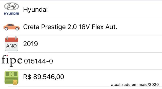 Creta prestige 2.0 aut emplacada 2020 ano 2018/2019 - Foto 20
