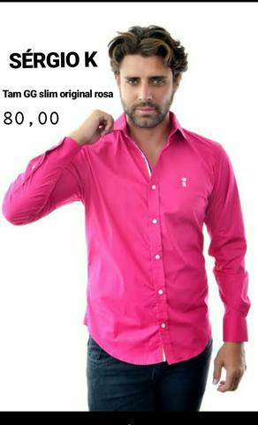 1 Camisa rosa marca SÉRGIO K tam GG slim original masculina nova