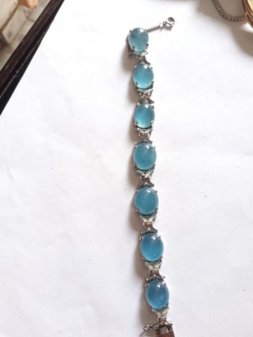 Pulseira em ouro branco com pedra de água marinha.  - Foto 2