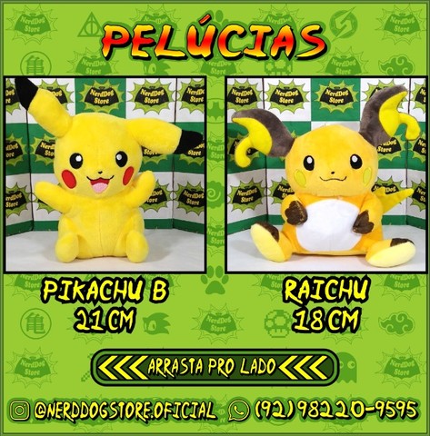 Pelúcia Pikachu Pokémon - NerdDog Store Pokemon Pokebolla Ash Raichu Pichu Yellow Nintendo - Foto 4