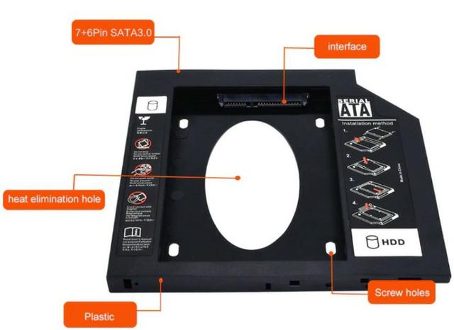 Adaptador Caddy HD/SSD para Notebook (Espessura: 9,5 mm) - Foto 2