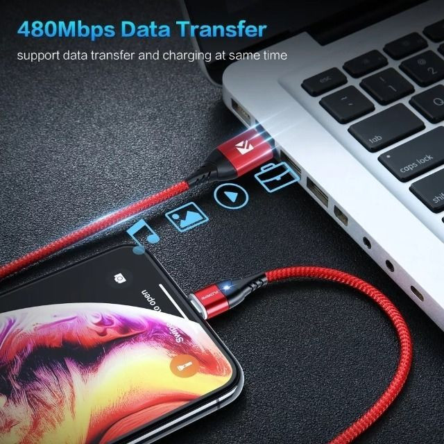 Cabo Magnético Imã Dados Carregador com Led Smartphone em Nylon Usb 2m - Foto 2