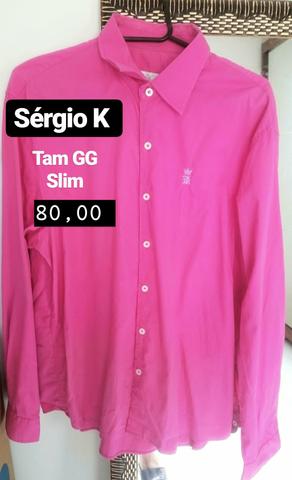 1 Camisa rosa marca SÉRGIO K tam GG slim original masculina nova - Foto 2