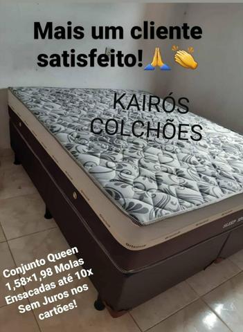 CONJ. Sleep QUEEN Luxo Colchão Molas Ensacadas 25CM ALTURA
