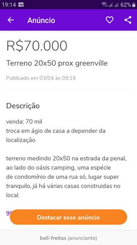 Terreno 20x50 estrada da penal prox greenville - Foto 2